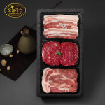 인정식탁 한우한돈 실속 혼합세트/한우불고기+한돈삼겹살+한돈목살/팩당 400g/총 1.2kg : 인정식탁