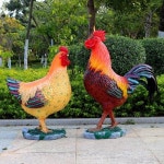 테라스 마당 야외 옥상 정원 전원주택 조경 꾸미기 수탉 모조품 가든 동물도구 닭 모형 : 넘버원소싱
