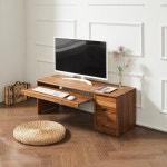 고급 원목 멀바우 참죽 엘다 우드 데스크 작은 테이블 공부방 좁은 집 앉은 뱅이 원룸 PC 게이밍 낮은 나무 목재 미니 1인용 선반 2단 서랍... 