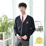 (프리미엄) 네이비 목 흰줄 남자 가디건 (광덕고) : 로이 마스터