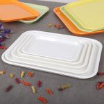 컬러 멜라민 사각 트레이 카페 쟁반 업소용 플리스틱 식당 43.5cm, 화이트, 1개 : 오메가키친