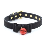 섹시 가죽 리본 방울초커 사람 방울 목걸이 4컬러 : 레브몽드