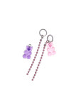 [딸기샤베트] YSS 925silver_테디베어 곰 핑크&보라 롱 드롭 실버 링_Earrings : 딸기샤베트