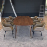 월넛무늬목다이닝테이블 디자인 인테리어 업소용 카페 다이닝식탁 : 더 룸메이커