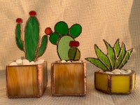 스테인드글라스 유리선인장 알로에 유리공예 테라리움 화분 인테리어 집들이선물 카페 데코 : 동백이네