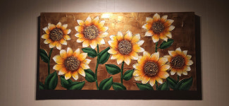 [100% 핸드페인팅] 황금빛 해바라기유화B 120x60cm 해바라기 그림액자 거실 사무실 : 한결같이
