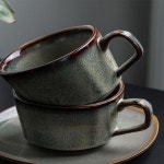 가마 변경 커피 컵접시 세트 머그 레트로 사무실 물 컵 일본식 아침 식사 세라믹 우유 : 호정이네