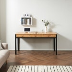 고급 멀바우 엘다 참죽 원목 인테리어 데스크 우드 테이블 사무실 공부방 1인용 원룸 자취방 서재 컴퓨터 PC 미니 와이드 넓은 나무 스틸 철제... 