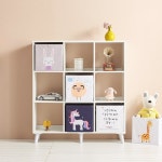 수납함 책꽂이 교구장 아이방 서재 공간 가로 틈새 넓은 폭 원목 파티션 화이트 전면 모듈 낮은 미니 다리 이동식 바퀴 우드 3단 9칸 와이드... 