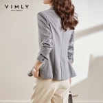 여성 장장 재킷 패션 슈트 빅사이즈 면접 캐주얼 Vimly 가을 블레이저 의류 스트라이프 코트 오피스 레이디 우아한 긴 소매 정장 F8732... 