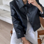 가을자켓 여성가죽자켓 숏 크롭 레더자켓 : 고유 goyu