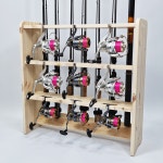 국산 원목 로드거치대 바다 낚시 스탠드형 벽걸이 진열 인테리어 보관함 받침 릴 전시 꽂이 : 엠제이오퍼