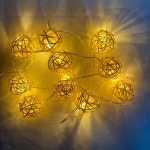 감성캠핑 미스터 라탄볼 LED 전구(10P,20P)(1.5m,2m)(웜화이트)(건전지)(캠핑,차박,텐트,피크닉,나들이,이벤트,파티,조명,장식) : 트래블러랩