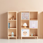 원목 수납함 책꽂이 교구장 아이방 서재 공간 가로 틈새 넓은 폭 파티션 전면 모듈 낮은 미니 다리 이동식 바퀴 우드 3단 6칸 와이드 책장 770... 