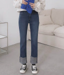 05201 겨울 히든밴딩 스판 기모 롤업청바지 : 래빗언니네