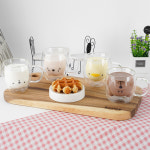 곰돌이컵 동물 캐릭터컵 내열 이중 유리컵 우유잔 곰 : 지니키친몰