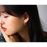 [JFF]14K 와이드 스퀘어 원터치링귀걸이 H2166 : 쥬얼리팜므파탈