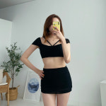 브이넥 폴댄스의상 폴복 폴키니 폴댄스복 옷 벨핏 폴웨어 블랙 : 벨핏