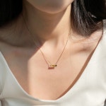 실버 925 순은 도금 미니 직사각 스퀘어 네모 바 심플 펜던트 얇은 체인 은 목걸이 : 디어헤베