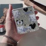 갤럭시 Z플립3 블랙 나비 빈티지 변색없는 투명 젤하드 케이스 제트플립3 : 하이앤팜