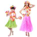 하와이 훌라 5종 스커트 수술 치마 60cm 파티소품 댄스의상 단체무용 체육활동 응원도구 무용복 댄스 동아리 이벤트용품 파티복 : 팡팡아일랜드