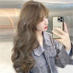 여자 긴머리 웨이브 뱅 헤어 통가발 68cm 5컬러 여성용 전체 가발 롱웨이브 여신머리 : 단디판다
