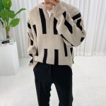 남자 봄 가을 데일리 댄디 스틱 반집업 지퍼 니트 : 스트릿제이 STREETJ