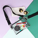 여름 썸머 바캉스 가방 투명 비닐 크로스백+ 레더 파우치 여자 미니백 : 예멋코디