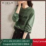 Vimly 패션 여성 운동복 캐주얼 후드 단색 글자 인쇄 느슨한 가을 옷,빈티지 여성 풀오버 후드 F8797 : LaOnDream2