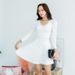 쉬즈파티 (2199-에브플레어) 44~88사이즈 플레어 긴팔소매 섹시 홀복 미니  빅사이즈후리아 : 쉬즈파티