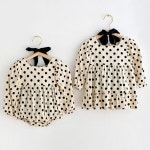 둥이룩 땡땡이 쌍둥이 헤어밴드세트 원피스 여아 베이비 바디슈트 : SJ PAM