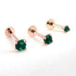 14k 18k 인터널 라블렛 피어싱 4발 에메랄드 큐빅 1.5mm 2.5mm 3mm : 아이링골드