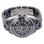 샤넬 H5702 여성 J12 칼리버 12.1 38MM 블랙 세라믹과 스틸 다이아몬드 인디케이터 워치 : 글램피플