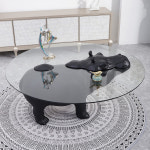 미니멀 심플 북유럽 인테리어 거실 소파 테이블 하마 라운드 강화 유리 동물 커피 132 : 우주최강상점