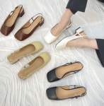 [모브딜라잇shoe] 스퀘어 버클 슬링백 플랫 샌들 (4color) g1145 : 모브딜라잇