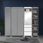 심플 화이트그레이 6단수납 거울 화장대(50cm) 고급 : 자르파라