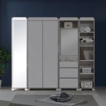 심플 화이트그레이 긴 거울 행거장농(43cm) 미니 가구 : 자르파라