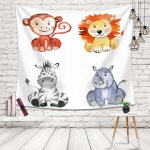 유니콘 사자 동물 패브릭 가림막포스터 특대형 대형 소형 가리개 가림천 거실 바란스 창문 : 트윈스스토어