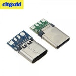 10pcs USB 유형 C 커넥터 24 핀 남성/여성 소켓 콘센트 어댑터 납땜 와이어 전원 케이블 USB-C PCB 보드 : 홈인더플렉스