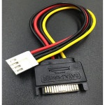 SATA 15 핀 수-4 암 FDD 플로피 어댑터 하드 드라이브 전원 케이블 코드, 20cm D 포트 소형 4 핀-SATA : 홈인더플렉스