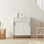 낮은 미닫이 수납장 홈카페장 원목 슬라이딩 양문 거실 서랍선반 : 올랑하우스