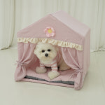 커튼 리본 꽃모양 강아지텐트집 텐트 고양이 애견하우스 : 개시크
