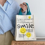 스마일에코백 여성 토트백 캐쥬얼 기저귀가방 잡화 : 로아네상점