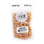 내품애 실속형 대용량간식 수제간식 칠면조+황태+치킨 더블링, 1kg, 1개 : 개밥왕