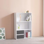 심플 원룸 3단 오픈 책장 (화이트/그레이) 침실 서재 시스템 서류 만화 LP : 자르파라