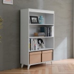 자녀방 학생 공부방 4단 우드 책장800(4컬러) 나무 전시용 디자이너 수납장 : 자르파라