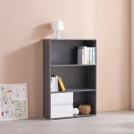 심플 원룸 3단 오픈 책장 (화이트/그레이) 침실 서재 시스템 서류 만화 LP : 자르파라