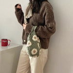 골드 꽃 중심실 뜨개실 - 데이지 모티브 코바늘가방 : 하우스 오브 지원