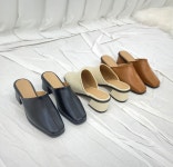 [모브딜라잇shoe] 스퀘어 절개 뮬 힐 5cm (3color) g1146 : 모브딜라잇
