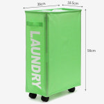 바퀴 달린 바구니 슬림 세탁 분리함 수건함 (그린) : 키친앤바스